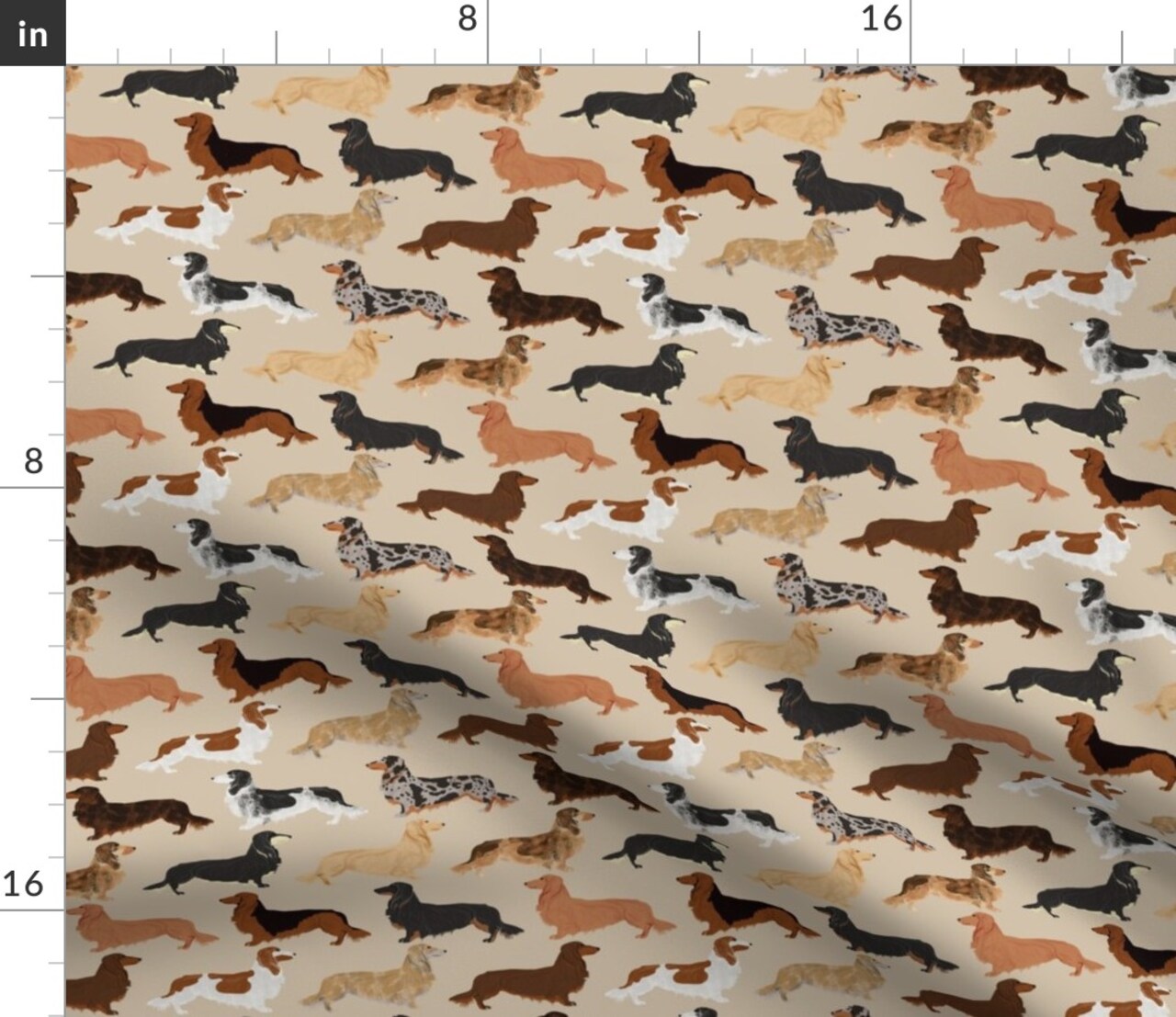 Haired Dachshunds Dogs Pet Cute Pets Weenie Dachshund Custom Printed Fabric by Spoonflower Various Fabrics by the Yard or Fat Quarter